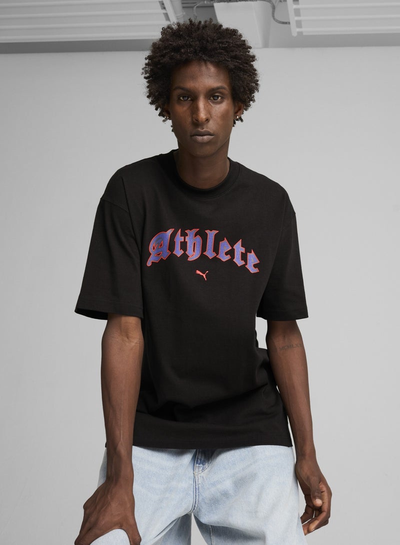 PUMA GRAPHICS "Athlete" Mens Black T-Shirt - Image 1